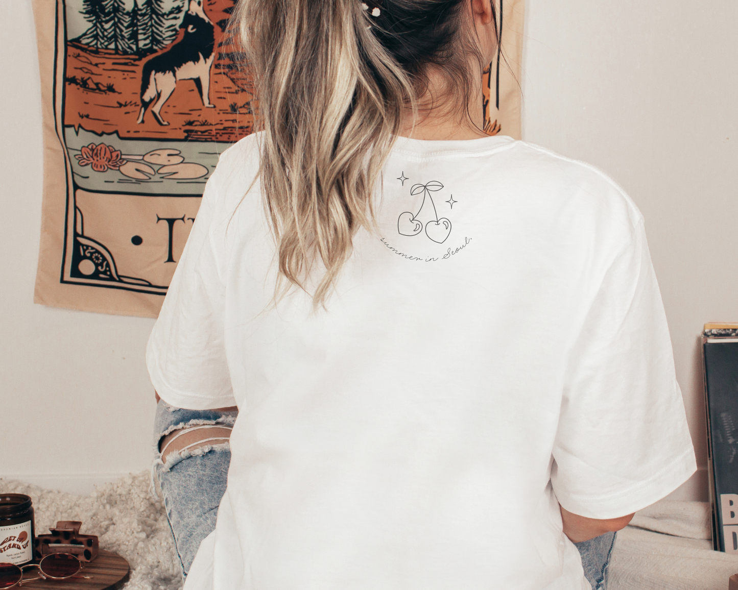 ❀ Cherry Sweet - Kawaii Pet (W/ Ribbon ୨୧) Oversized Fit PJ Tee - Personalization