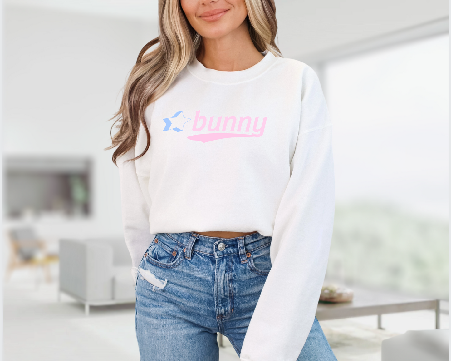 Bubblegum - Sporty 2000's Font - Ice White Crew Sweatshirt