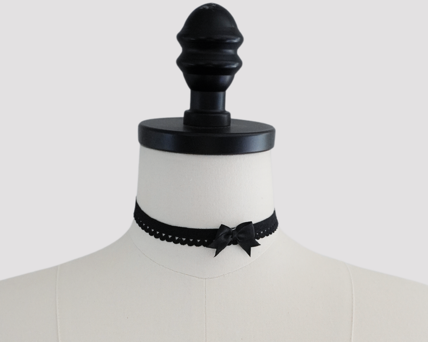 The Sweetest Vixen - Gothic Coquette Collection - Black Picot & Bow Choker