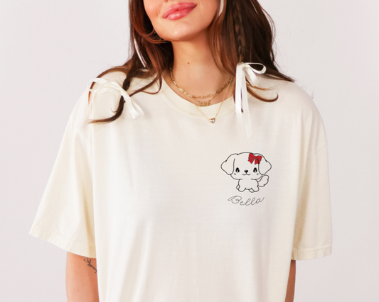 ❀ Cherry Sweet - Kawaii Pet (W/ Ribbon ୨୧) Oversized Fit PJ Tee - Personalization