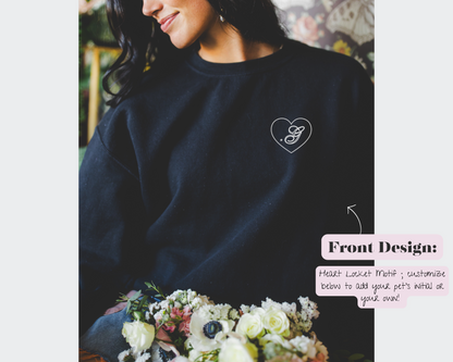 Gothic Inspired Botanical MeowMeow  - Crew Sweatshirt (Midnight Black)