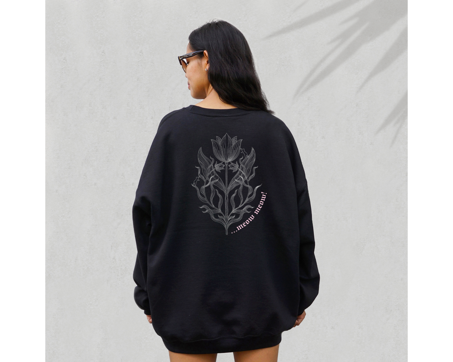 ❀ AVAILABLE FRI. DEC. 6th - The Cat's Meow! - (BLACK) Gothic Art Deco Insp. Floral - Crew Sweatshirt